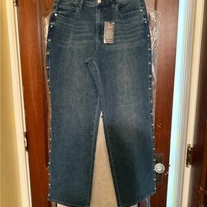 Judy Blue Dark Blue Straight Leg Jeans with Stud Accents